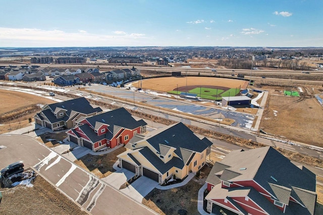 drone / aerial view with a residential view