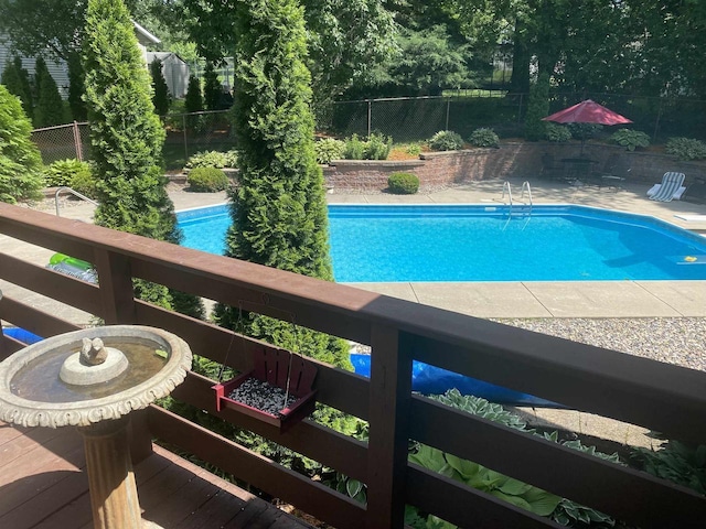 view of pool featuring fence and a fenced in pool