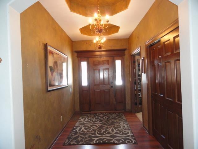 N5194 Blue Valley Rd, Hartford, WI 53027 - foyer with a chandelier and wood finished floors