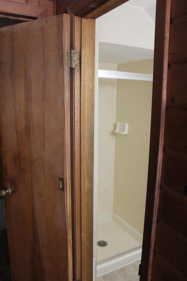 bathroom with a stall shower