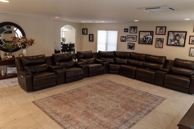 7926 S County Rd A, Superior, WI 54880 - living area with arched walkways, recessed lighting, and light tile patterned floors