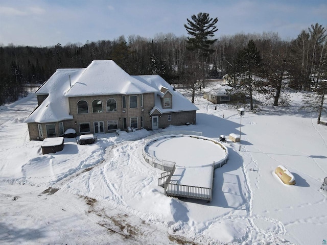 7926 S County Rd A, Superior, WI 54880 - snowy aerial view featuring a forest view
