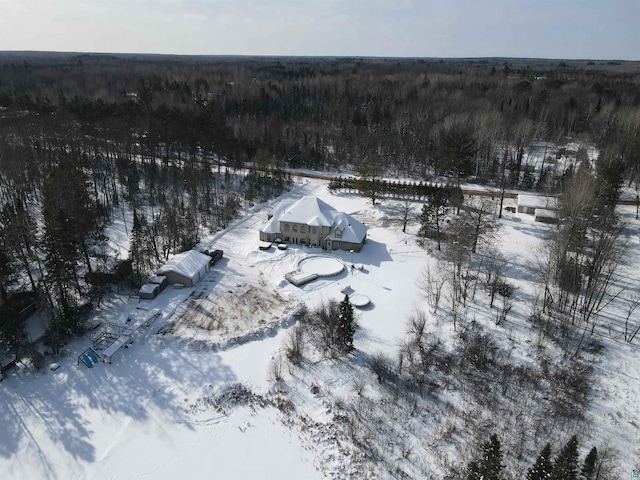 7926 S County Rd A, Superior, WI 54880 - snowy aerial view with a wooded view