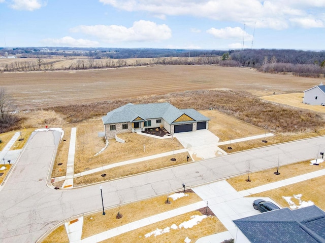 drone / aerial view featuring a rural view