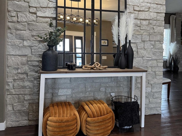 bar featuring hardwood / wood-style flooring