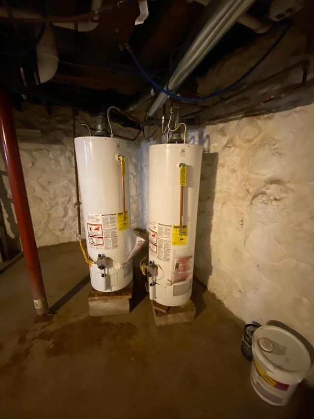 utility room featuring water heater