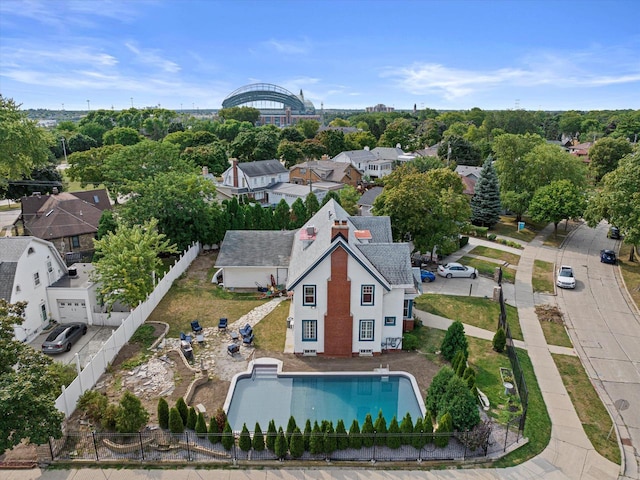 drone / aerial view featuring a residential view