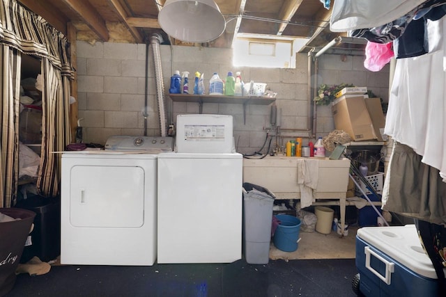 washroom with laundry area and separate washer and dryer