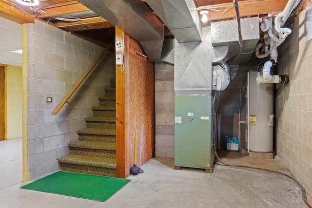 utility room featuring water heater