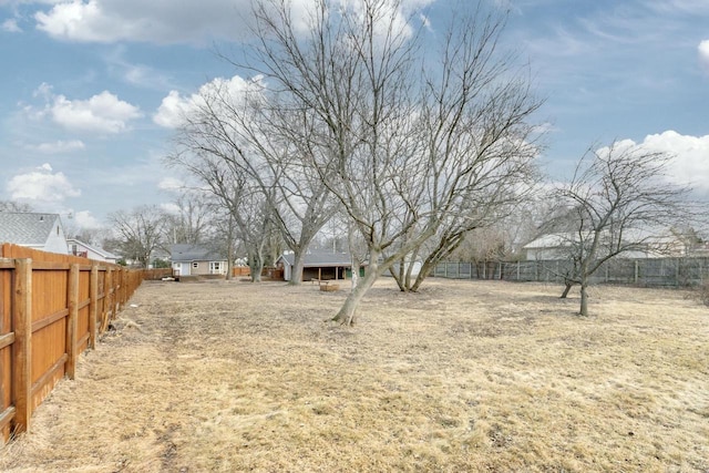 view of yard featuring a fenced backyard