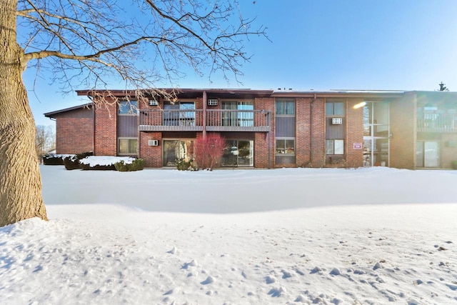 view of snow covered building