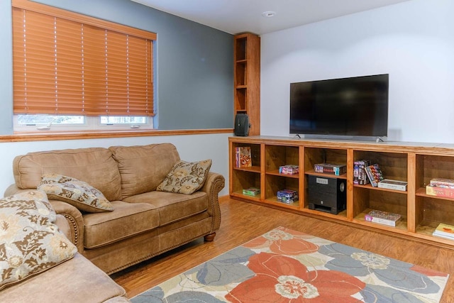 living area with wood finished floors