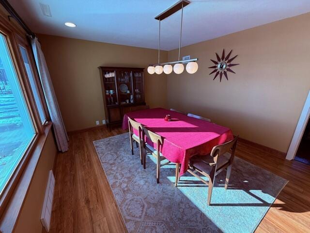 dining space featuring wood finished floors