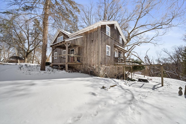 view of snow covered exterior