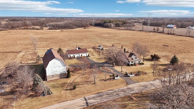 drone / aerial view with a rural view