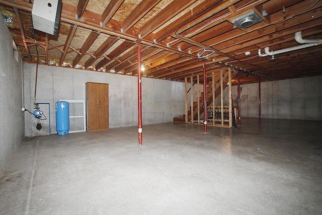 view of unfinished basement