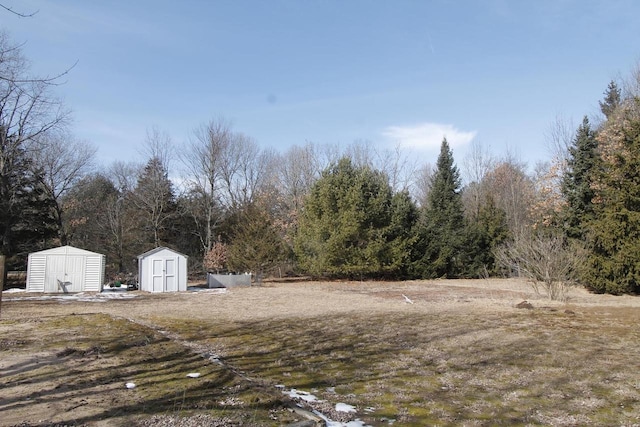 view of yard with a shed and an outdoor structure