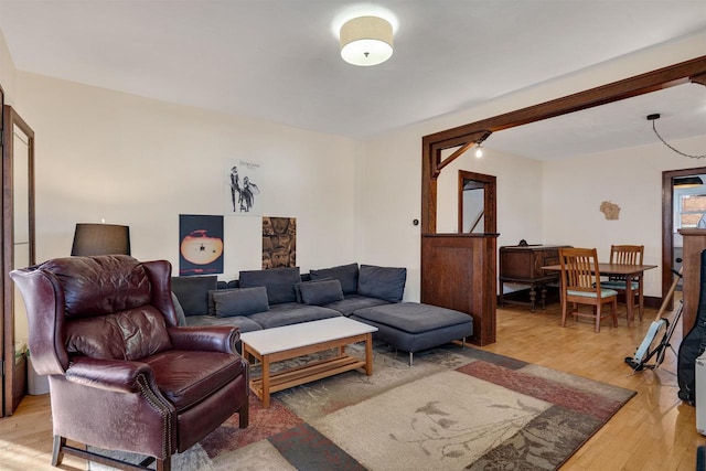 living room with light wood finished floors