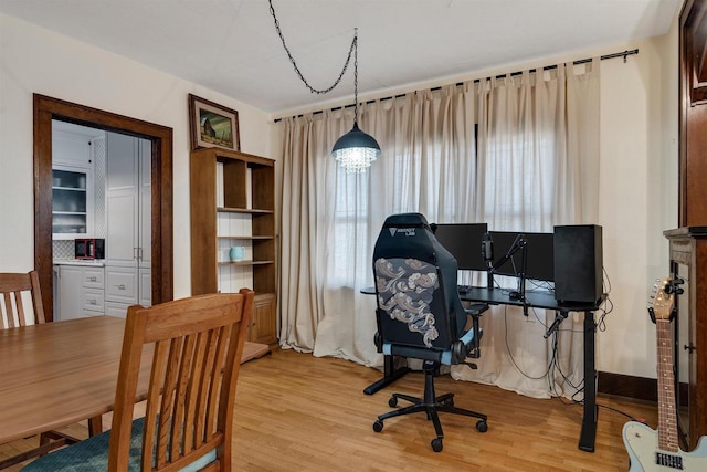 office area featuring light wood-style flooring