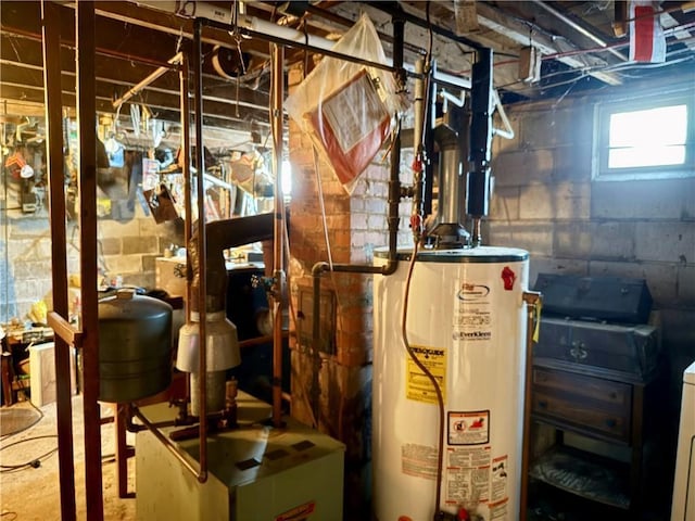 utility room with a heating unit and water heater