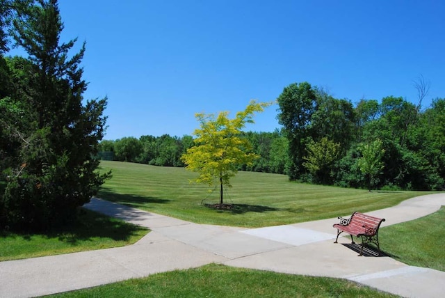 view of home's community with a lawn