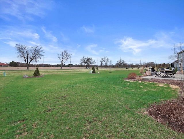 view of grassy yard with a patio