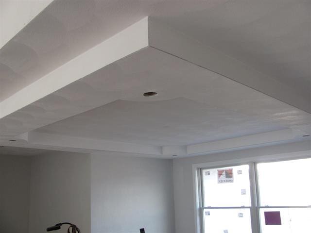 interior details featuring a tray ceiling