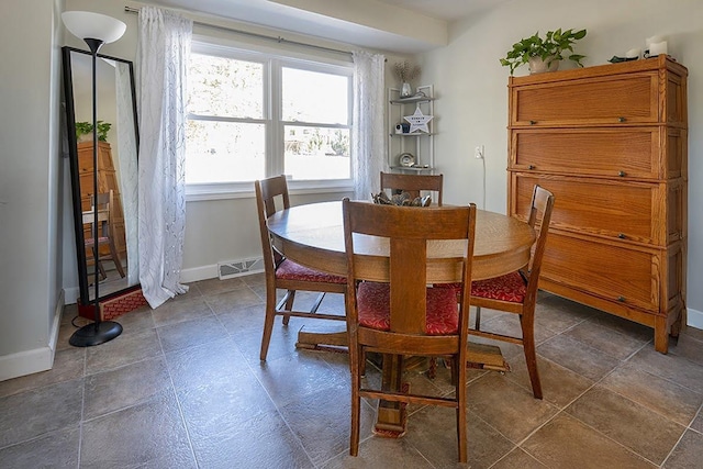 dining room with visible vents and baseboards