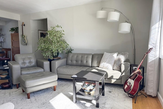 living area featuring light wood-type flooring