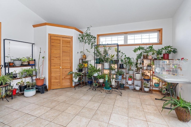 interior space featuring light tile patterned floors