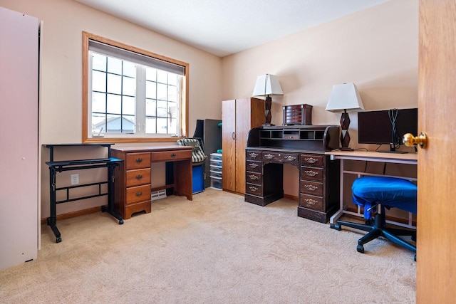 office with light colored carpet