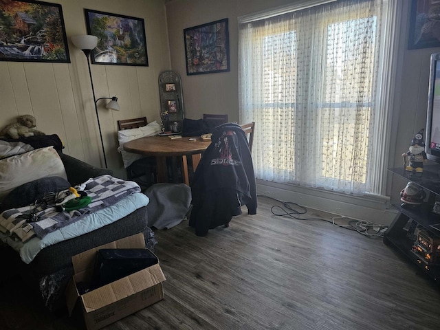 dining space featuring wood finished floors