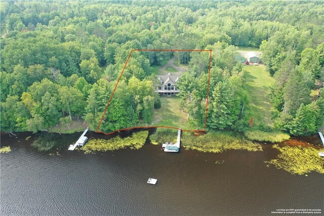 23310 Clam Lake Rd, Clam Lake, WI 54517 - aerial view featuring a water view and a wooded view