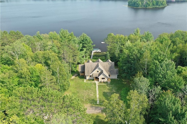 23310 Clam Lake Rd, Clam Lake, WI 54517 - drone / aerial view with a water view and a wooded view