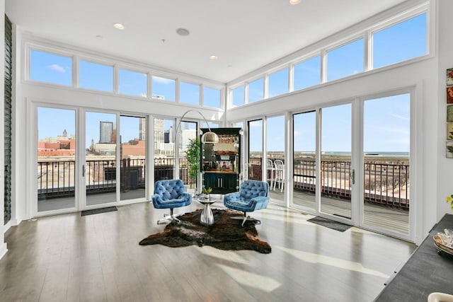 sunroom with a view of city