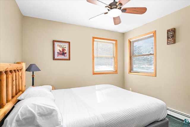 43240 County Highway D, Cable, WI 54821 - bedroom featuring baseboard heating and ceiling fan