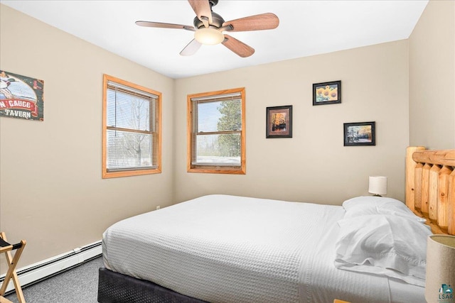 43240 County Highway D, Cable, WI 54821 - bedroom with a baseboard radiator and a ceiling fan