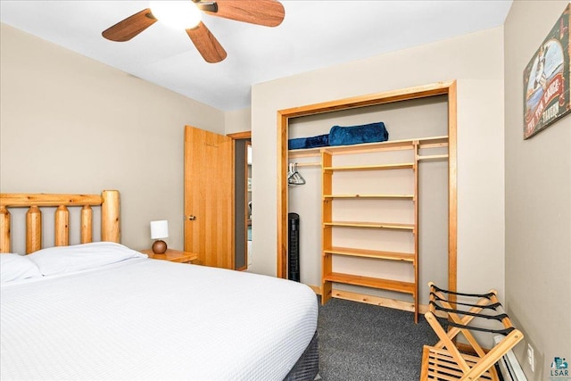 43240 County Highway D, Cable, WI 54821 - carpeted bedroom featuring a ceiling fan and a closet