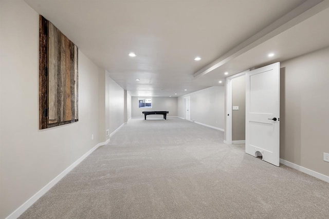 interior space with baseboards and recessed lighting