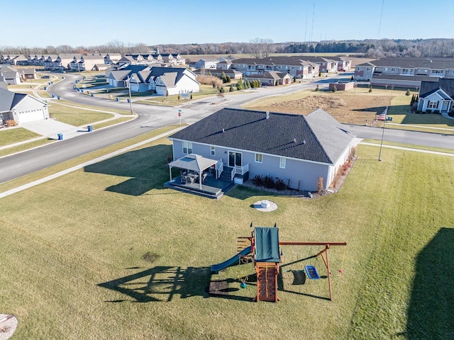 bird's eye view with a residential view