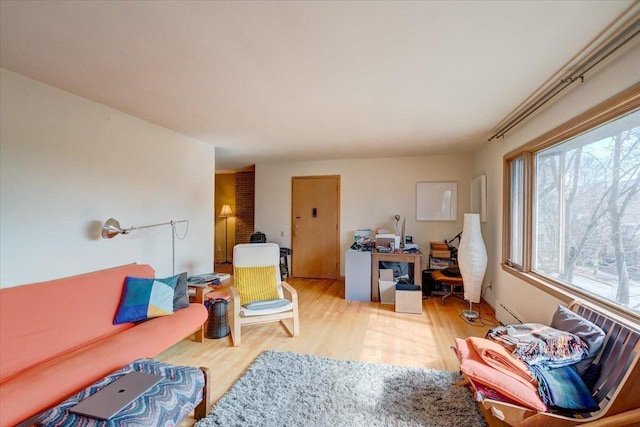 living area with wood finished floors