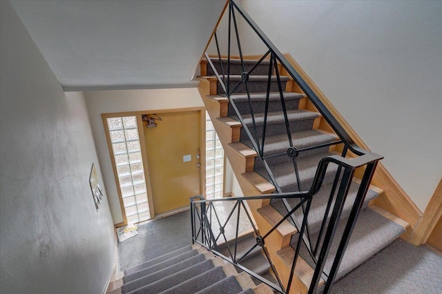 stairs with carpet floors