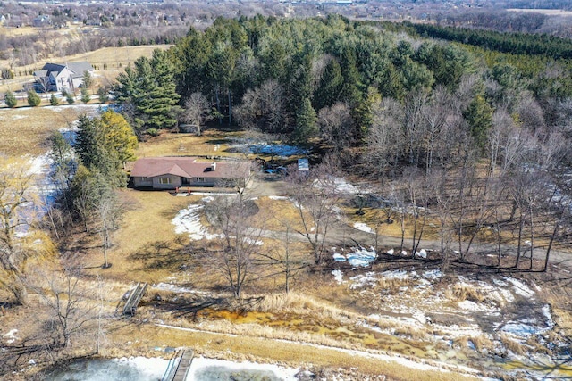 drone / aerial view with a view of trees