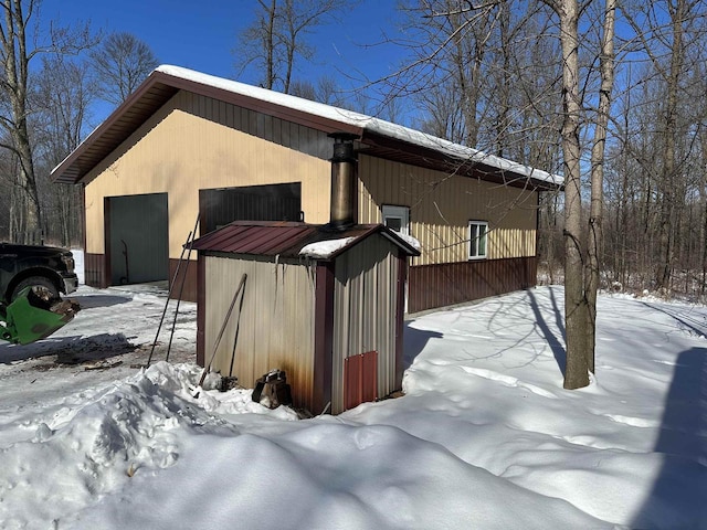 exterior space featuring a garage