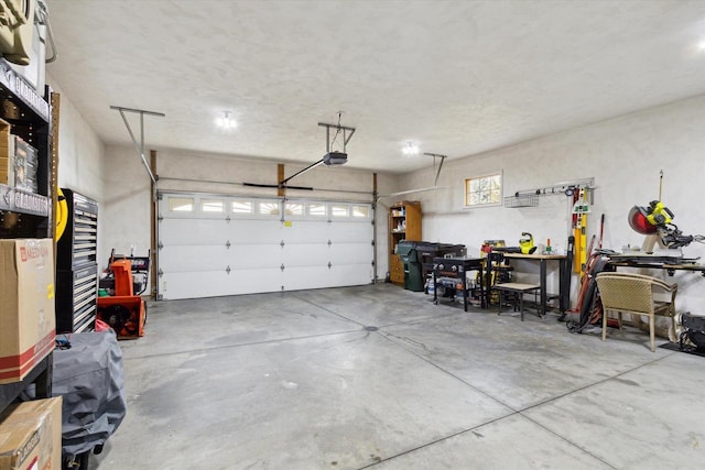 garage with a garage door opener