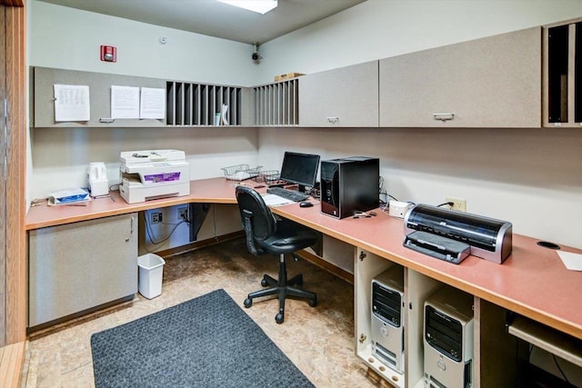 office area featuring built in desk