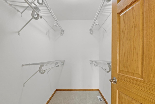 spacious closet with carpet and visible vents