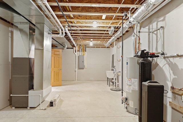 unfinished basement with electric panel