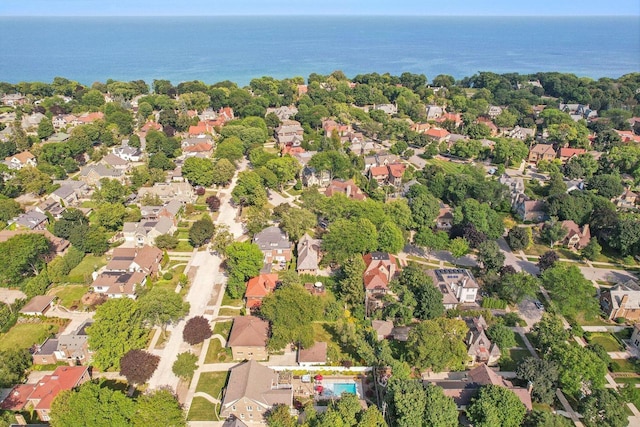 bird's eye view with a water view and a residential view