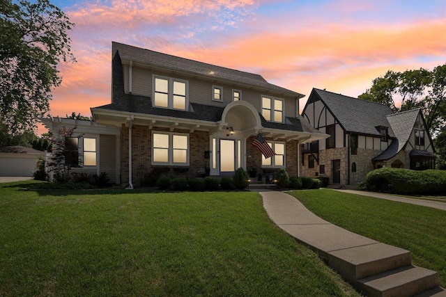 view of front of home with a front yard